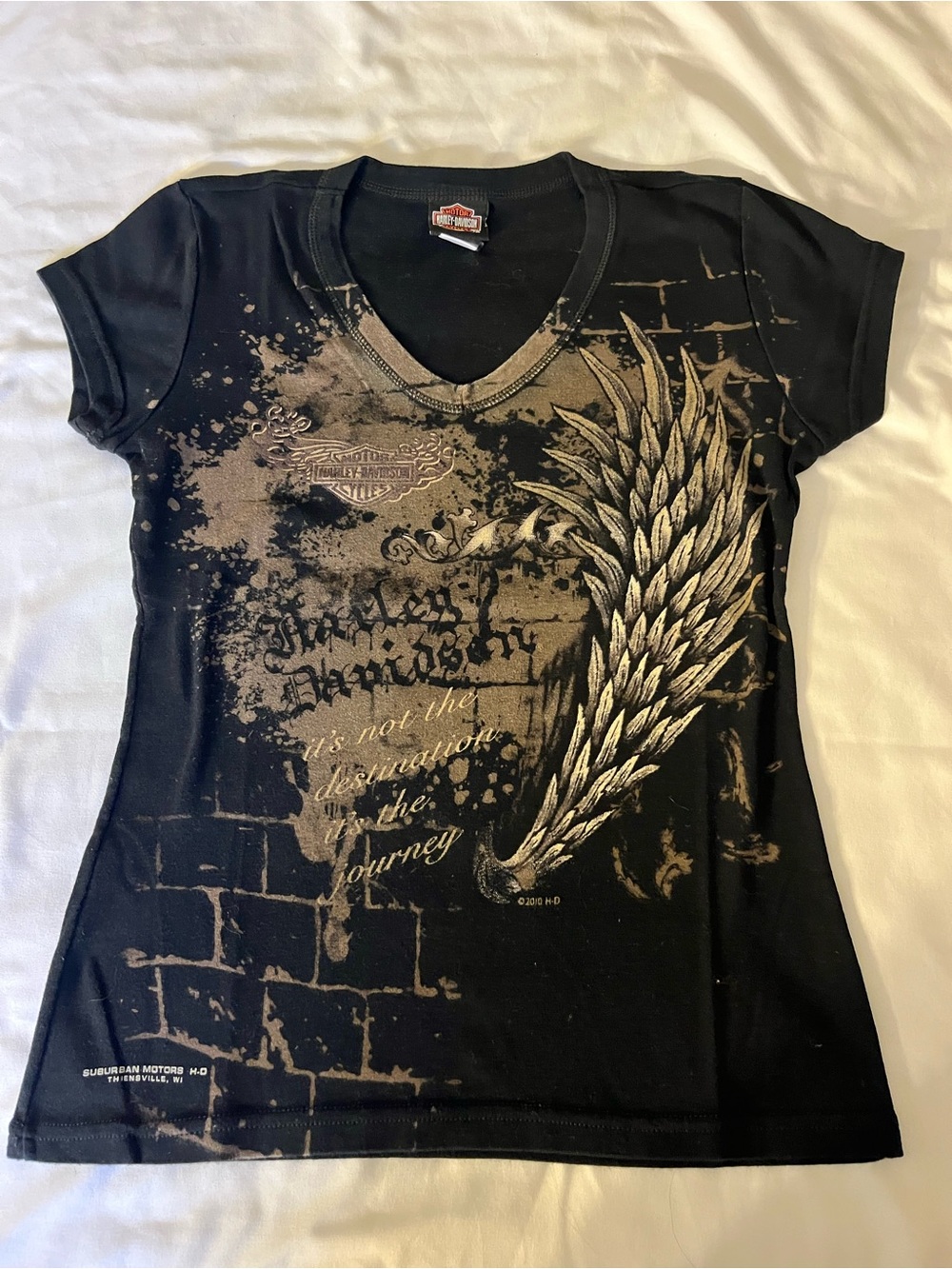 Harley-Davidson Black Tee with Gold Wing Graphic